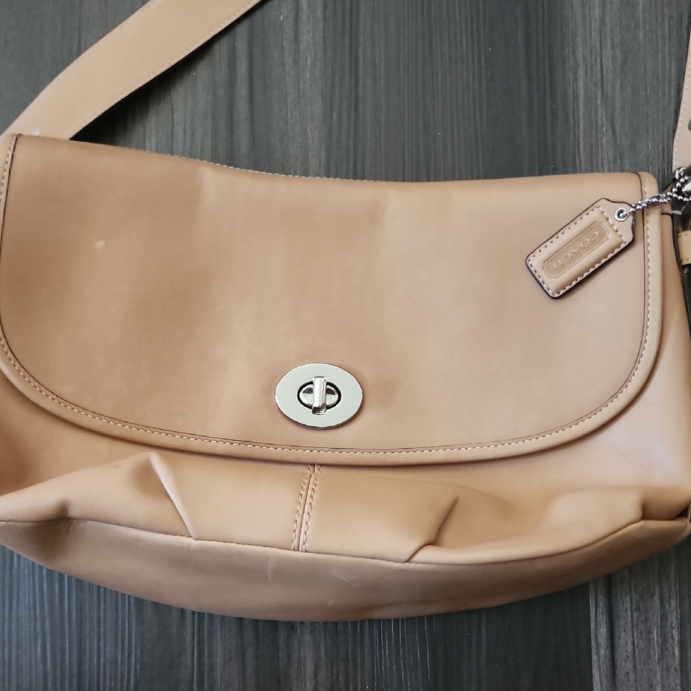 Coach Legacy Tan Leather Flap Shoulder Bag